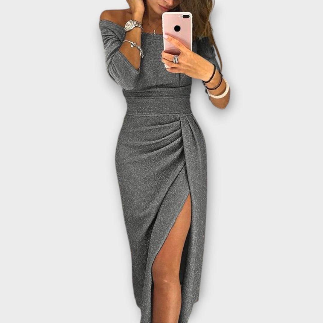 Solea – Lśniąca Sukienka Off-Shoulder