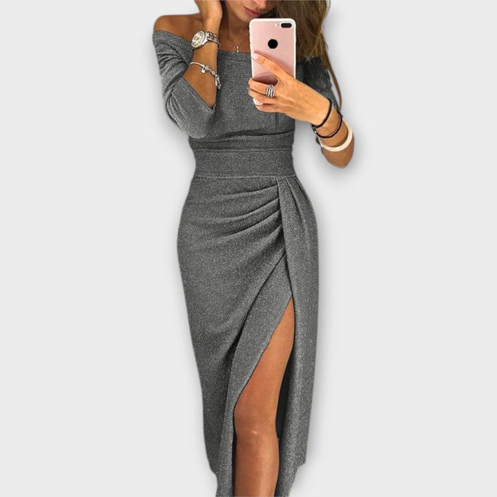 Solea – Lśniąca Sukienka Off-Shoulder