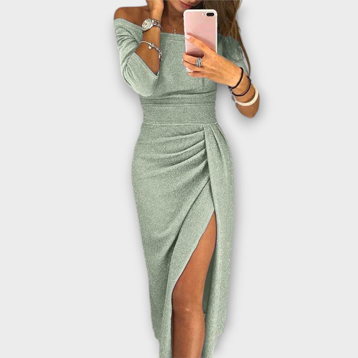 Solea – Lśniąca Sukienka Off-Shoulder